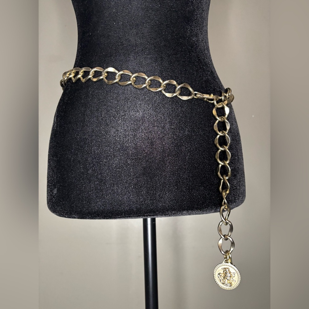 Gold Chain Belt with Medallion